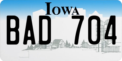 IA license plate BAD704
