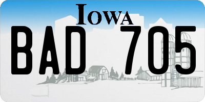 IA license plate BAD705