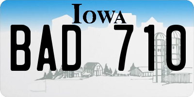 IA license plate BAD710