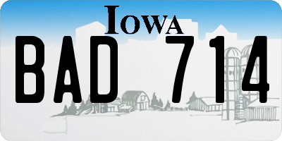 IA license plate BAD714