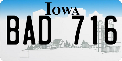 IA license plate BAD716