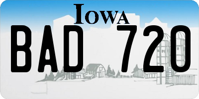 IA license plate BAD720