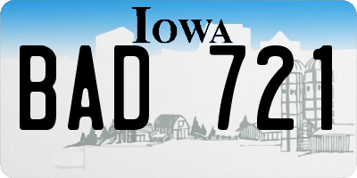 IA license plate BAD721