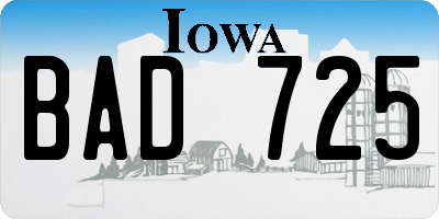 IA license plate BAD725