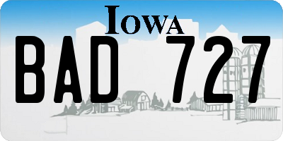 IA license plate BAD727