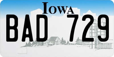 IA license plate BAD729