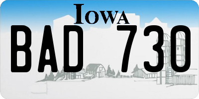 IA license plate BAD730
