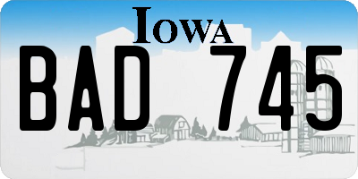 IA license plate BAD745