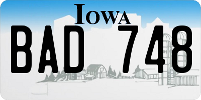IA license plate BAD748