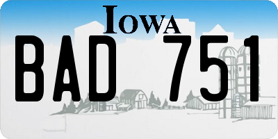 IA license plate BAD751