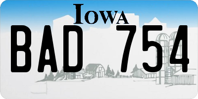 IA license plate BAD754
