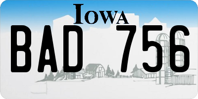IA license plate BAD756