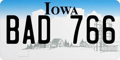 IA license plate BAD766