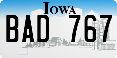 IA license plate BAD767