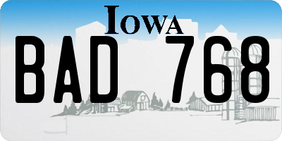 IA license plate BAD768