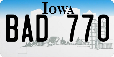 IA license plate BAD770