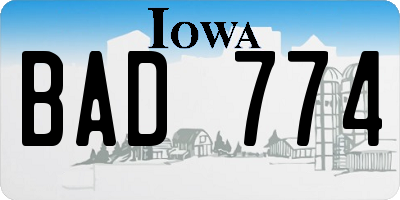 IA license plate BAD774