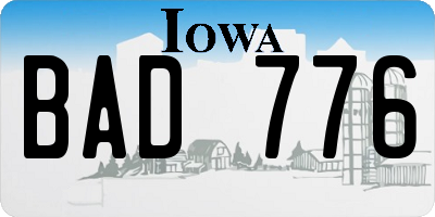 IA license plate BAD776