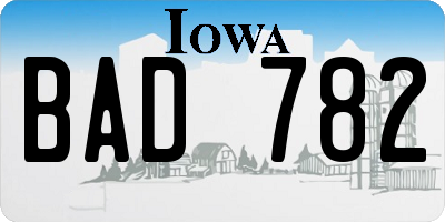IA license plate BAD782