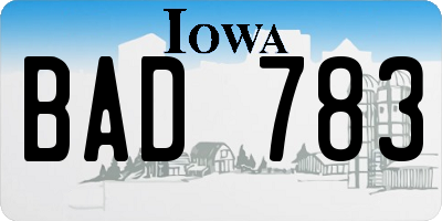 IA license plate BAD783
