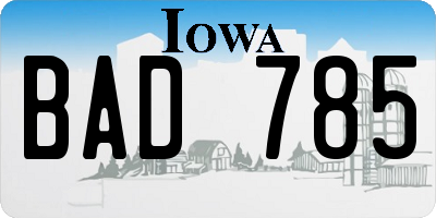 IA license plate BAD785