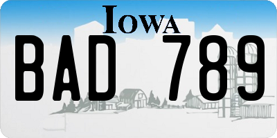 IA license plate BAD789