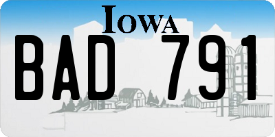 IA license plate BAD791