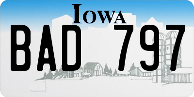 IA license plate BAD797