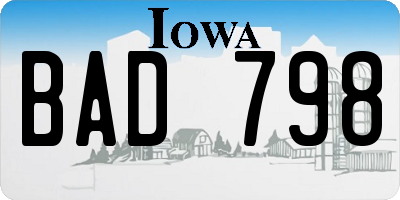 IA license plate BAD798