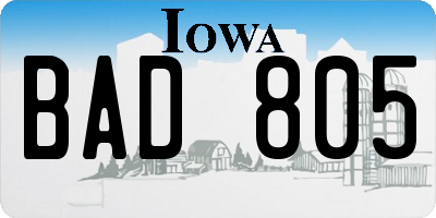 IA license plate BAD805