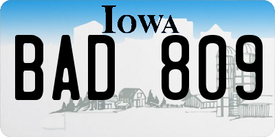 IA license plate BAD809