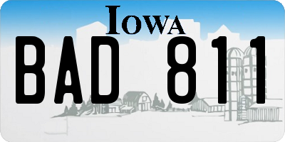 IA license plate BAD811