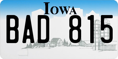 IA license plate BAD815