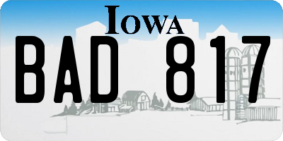 IA license plate BAD817