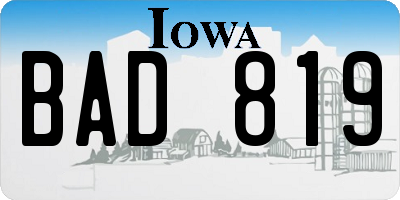 IA license plate BAD819