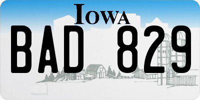 IA license plate BAD829