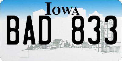 IA license plate BAD833