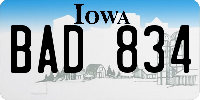 IA license plate BAD834
