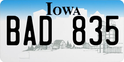 IA license plate BAD835
