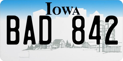 IA license plate BAD842
