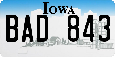 IA license plate BAD843