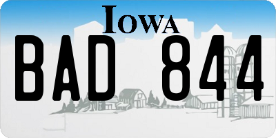 IA license plate BAD844