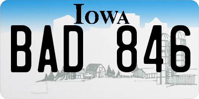 IA license plate BAD846