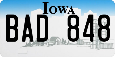 IA license plate BAD848