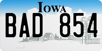 IA license plate BAD854