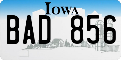 IA license plate BAD856