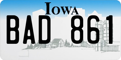 IA license plate BAD861