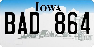 IA license plate BAD864