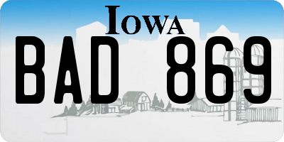 IA license plate BAD869