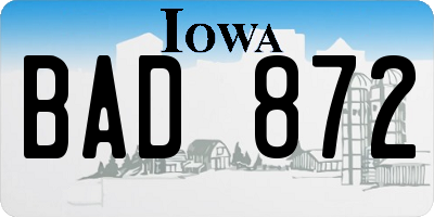 IA license plate BAD872